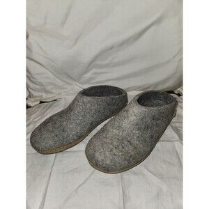 Glerups Slip on Light Gray Wool Slipper With Leather Bottom EU Size 41 10W/8M